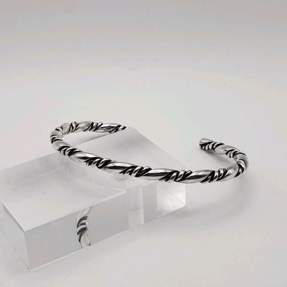 Vintage Handmade Southwestern Sterling Silver Rope Twisted Cuff Bracelet, 12.95g
